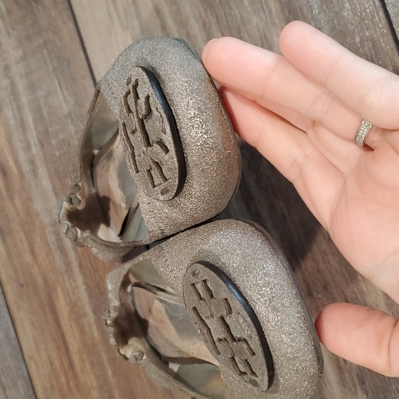 Tory Burch logo  Reva Loafer ballet shoes sz 6M Metallic glitter leather - Picture 4 of 15